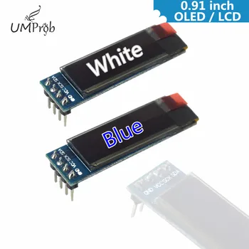 0,91 См 128x32 IIC I2C Бял/Син OLED LCD Дисплей САМ Модул SSD1306 Водача IC DC 3.3V 5 за arduino