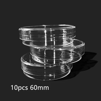10шт 60 мм практически стерилни чаши Петри с капаци за лабораторна стъклария бактериални мая Химически инструменти, лабораторни консумативи
