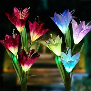 2 бр. led лампа за слънчева батерия, което променя цвета си, улични цветя, приказни светлини, украса на градината във вътрешния двор