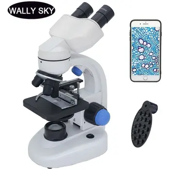 2000-кратно бинокъла микроскоп, биологичен микроскоп с led подсветка, образователен студентски научен експеримент с клипс за смартфон