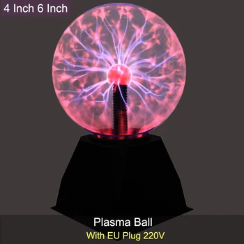 220 4 инча 6 инча Новост, стъклен магически плазмен балон, електрическа лампа, нощна светлина за децата коледен подарък за рожден ден + штепсельная вилица ЕС