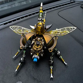 3D метален пъзел игра в стил пънк с насекоми, сложен механичен въртящ се бръмбар 