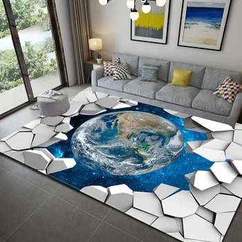 3D Печатни Земни Големи Килими Galaxy Космически Мат Меки Подложки Противоскользящий килимче за Хола Начало Декор Хол Tapis De Chambre