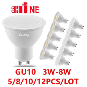 5-12 бр. led spot лампа GU10 AC220V AC100-240V Без трептене Топло бяла светлина 3 W 5 W 6 Ват 7 Watt 8 W работа на смени 20 W 30 W, 50 W халогенна лампа