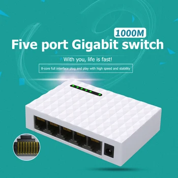 5-портов тенис на gigabit мрежов комутатор 10/100/1000 Mbps Ethernet комутатор, бърз RJ-45 Ethernet switch, hub превключване на локална мрежа