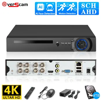 8MP 4K видео Наблюдение AHD DVR Аудио Разпознаване на лица 8CH 8-канален хибриден dvr NVR 6 в 1 H. 265 + XVI TVI CVI NVR AHD DVR Xmeye