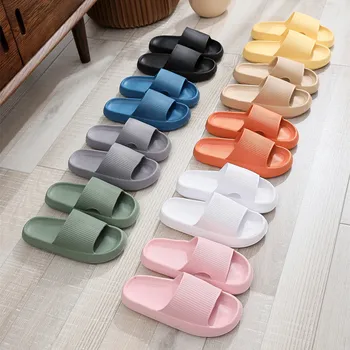 9 цвята, чехли от ЕВА, плажна пързалка подметка, модни мъжки и дамски чехли на дебелото платформа, нескользящие домашни чехли за баня в стаята