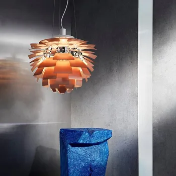 Artichoke Light алуминиева окачена лампа в скандинавски стил с борови копче, бял луксозен, лампа за дневна, дизайнерски окачен лампа спалня