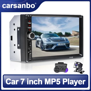 Carsanbo 7 Инча 2Din Радиото в автомобила HD Автомобилен Мултимедиен Плеър Радио Bluetooth Аудио Стерео Сензорен Екран MP5 Плейър TF USB Камера