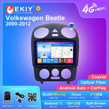 EKIY T7 QLED DSP Android 10 Автомобилен Радиоприемник За Фолксваген Бръмбар 2000-2012 Navi GPS Carplay Мултимедиен Плейър Стерео DVD HU