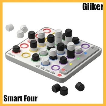 GiiKER Smart Четири Цветни 3D електронни 4 в редица с Интелектуална стратегическа дъска, базирани на изкуствен интелект, Интерактивни игри за родители и деца