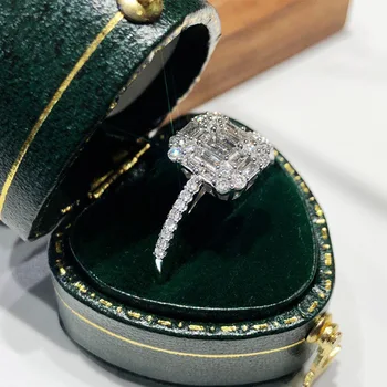HOYON Origin Луксозни бижута с естествен диамант от истинско сребро 925 проба, женски пръстен, бизутерия, невидими рамки, сребърен пръстен проба 925