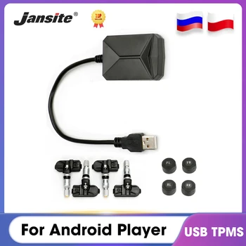 Jansite USB ГУМИТЕ Android Сензор за Налягането в автомобилните Гумите Аларма Монитор Система За автомобил Android плейър Автоматично Предупреждение с четири сензори