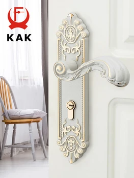 KAK Европейски Стил Златни Брави с Ключове на Врата Дръжка от Слонова Кост Бяло Защитно Заключване на Входната Врата Тъпо Имобилайзер Врати Обзавеждане