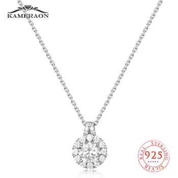 Kameraon, кръгла висулка от сребро 925 проба, класически и диамантена огърлица, верижка на ключицата за жени, модни бижута, сватбен подарък