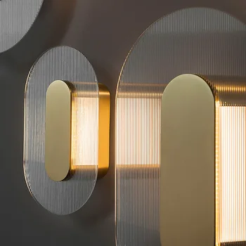 Led модерен минималистичен малка странична лампа за хол, трапезария, спалня, околовръстен стъклена стена кръг на окачен тавана лампа