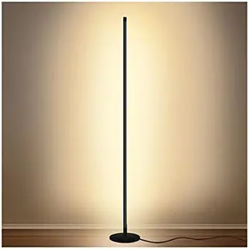 Led ъглова лампа, черен декор, модерен метален под лампа за дневна, спалня с дистанционно управление и контрол на допир