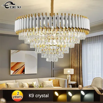 Nordic K9 Crystal Droplight Хол и Спалня на тавана лампа с Трапезария и осветление коридор Лампа E14 Подвесная верига Регулируем