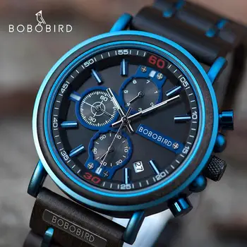 reloj hombre BOBO BIRD, нови дървени часовници за мъже, най-добрата марка за луксозни хронограф, военни кварцови часовници за мъже, директна доставка, индивидуални