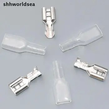shhworldsea безплатна доставка 200 компл./лот 6,3 мм авто огъната тел терминал авто женски конектор за лопати + калъф