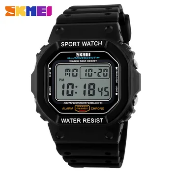 SKMEI Часовници Мъжки квадратни спортни дигитални часовници Електронни led черен водоустойчив ръчен часовник с изкуствен каишка мъжки часовник Relogio Masculino