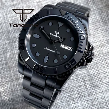 Tandorio Черно PVD NH36A 40 мм Автоматични ръчни часовници за мъже Керамични въртящи bezel Сапфирен кристал Показване на седмицата и дата
