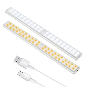 USB Акумулаторна Сензора за Светлина 6 10 24 40 60 Led Нощно Осветление Кухня, Спалня, с монтиран на стената Лампа, Гардероб Лампа на Стълба