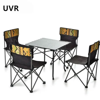 UVR Нов уличен сгъваема маса и столове за почивка, семейни пътувания, преносими сгъваеми маса и столове за къмпинг от алуминиева сплав