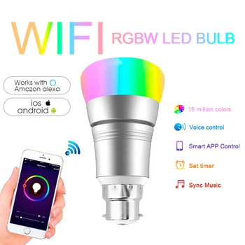 WiFi интелигентен led лампа E27 B22 лампа 8 W байонетная лампа с регулируема яркост RGBW Гласово управление приложение Алекса Google Домашна атмосфера светлина