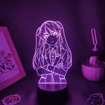 Аниме Фигурка Kakegurui Meari Saotome LED RGB Neon Нощни осветителни Тела Манга Подарък За Приятелите на 3D Лава Лампи малка странична Масичка За Спални Decorr