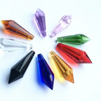 (Безплатни пръстени) 50 бр. Смесени цветове 36 мм Crystal Модерна Франция Призми U-Образна Лампа Полилей резервни Части Стъклена Довършителни Детайли Подвесное Спад