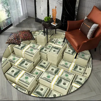 Богат евро долар пари през цялата килим с 3D модел за хол спалня и детска стая Декор стола, подложка за домашни любимци нескользящий мат
