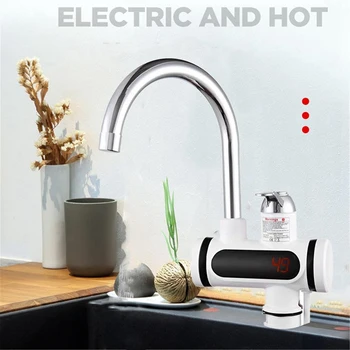 Бойлер незабавен Електрически Дисплей на температурата Кран за подгряване на топла вода за кухнята, банята штепсельная вилица ЕС