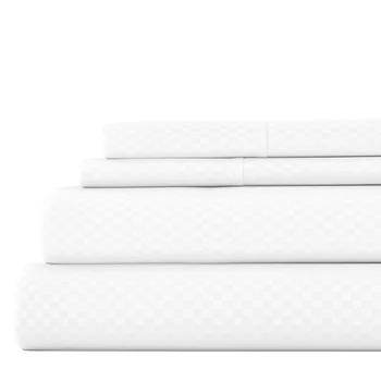 Бял кариран перлено бял комплект чаршафи от микрофибър от 4 теми, пълно, Луксозно одеяло стеганое