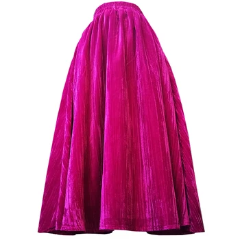 Във френски стил, ретро, кадифе, бални рокли, дамски елегантни поли с висока талия, голям bobble чадър