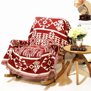 Геометрични мотиви винтажное одеяло за почивка, покривалото от груб памук, кърпа за дивана, филц, за всекидневната, двупосочен килим-гоблен