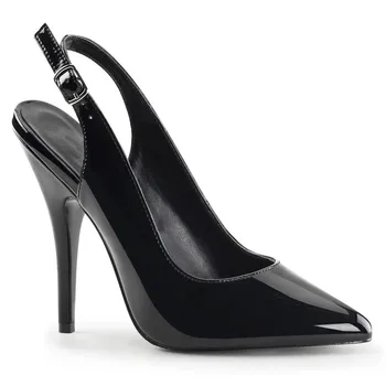 Дамски обувки на тънък висок ток 13 см, класически основни женски обувки-лодки, водоустойчив офис обувки с катарама от лачена кожа, дамски обувки за кариера