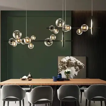 Дизайнерски окачен лампа в скандинавски стил, стъклена лампа, Начало декор, Полилей за трапезария, кухненски Остров ресторант осветителни тела