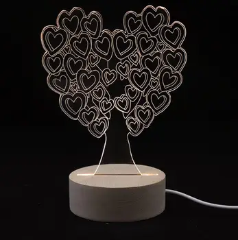 Дървото на Любовта 3D лека нощ Творчески Led Лампа