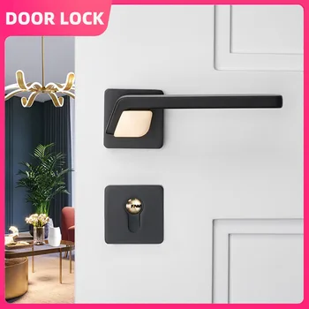 Европейските луксозни брави за спални, вътрешен замък от алуминиева сплав, модерен набор от брави за врати от дърво, черен, сив, характеристика на полиграфическото химикалки, комплекти брави