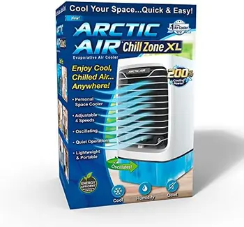 Един изпарителен охладител Zone XL с Осциллирующим вентилатор, таймер, автоматично изключване, Преносим вентилатор с 4 регулируеми скорости, 16-часов охлаждащ вентилатор да