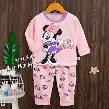 Есенен комплект на детски дрехи за момичета, детски памук комплект с дълги ръкави, детска пижама с анимационни Мини маус
