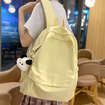 Жена жълта непромокаема раница Kawaii за колеж, студентски модни дамски училищна чанта, сладка женствена чанта за лаптоп, модерна чанта за книги