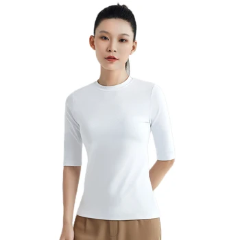 Женска тениска с къс ръкав, дамски поло, монофонични жена най-пролет-лято-есен, памучен риза за жени