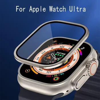 Закалено стъкло за Apple Watch Ultra 49 мм, аксесоари, метална броня, защитно фолио за екрана, защита от надраскване, Full HD Film iWatch Ultra 49 мм