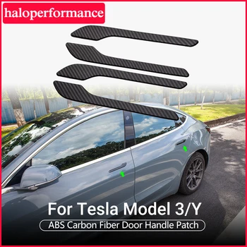 Защитно Фолио За Дръжката на Вратата Tesla Модел Y 3 2023 2017-2022 Аксесоари ABS Материал от Въглеродни Влакна е с Цветна Капачка на Дръжката на Вратата