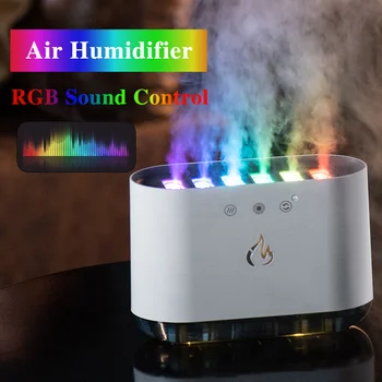 Звуков Контрол на Овлажнител за Въздух С RGB Ночником 900 МЛ 6 Сопловый Водна Туманообразователь Ултразвукова Студен Туманообразователь Противотуманная Лампа Difusor