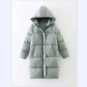 зимна пуховик 2021, нова стеганая яке, дамски дебела свободна яке голям размер средна дължина, дамско яке с качулка и шал яка