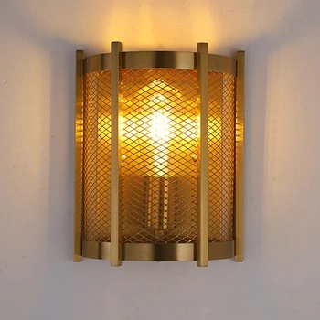 Златен, с монтиран на стената лампа, Трапезария и хол в американски стил Кънтри Нощна лампа Античен декор Луксозен ресторант Коридор аплици