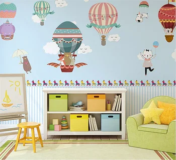 Индивидуални 3d тапети с балон, детска стая, фонова стена, cartoony балон, снимка малки животни, 3d тапети